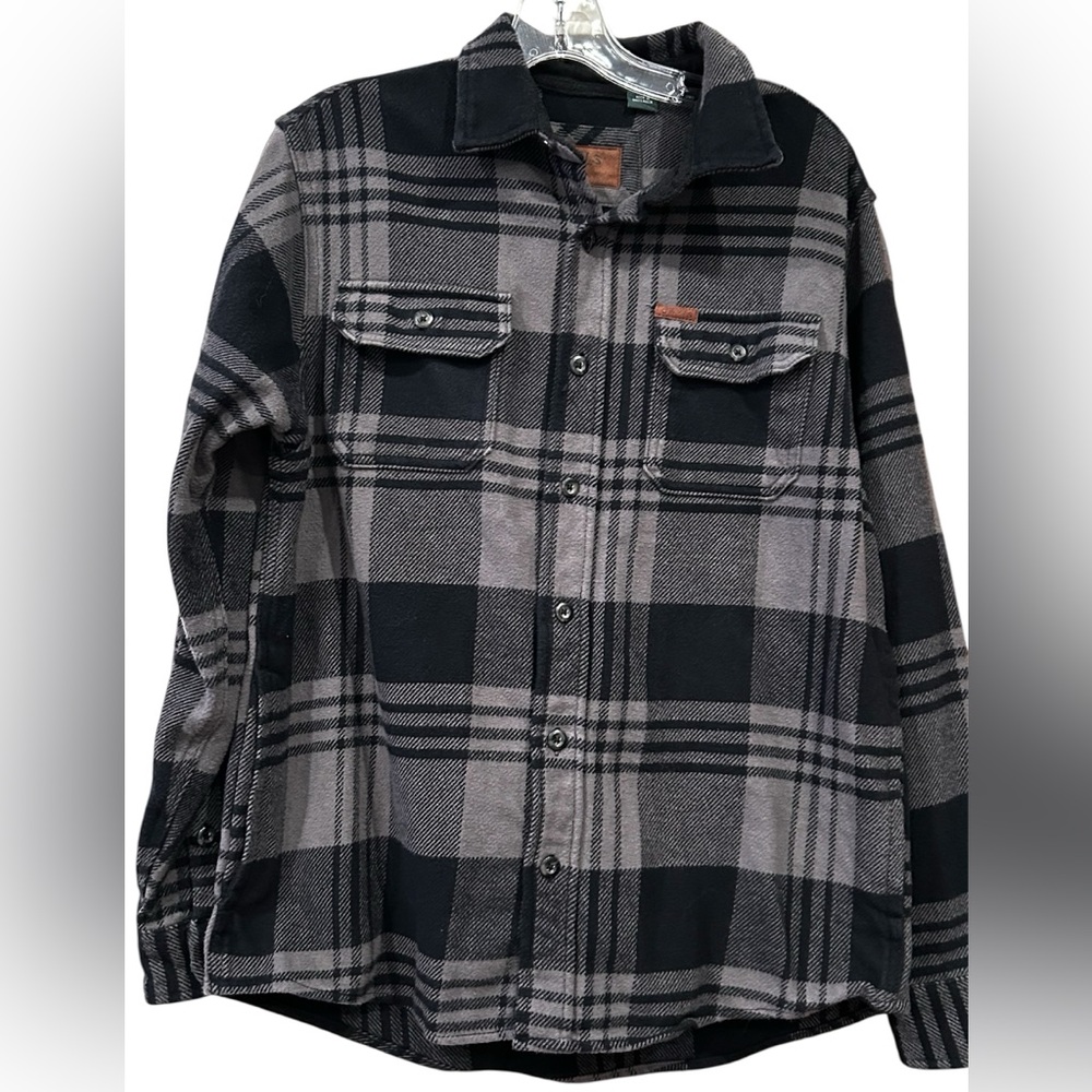 Orvis Charcoal and Black Plaid Long sleeve Shirt Sz Small